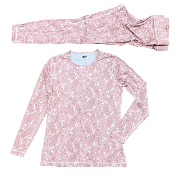 Lands' End Other - Lands End Womens Pajama Set Long Sleeve Top Pants Pink Paisley Print Size M